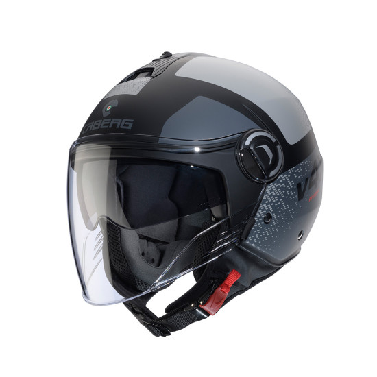 CABERG JET ATVIRAS ŠALMAS SU SKYDELIU, MODELIS RIVIERA V4X ALPHA SPALVA MATINĖ JUODA / PILKA, DYDIS M