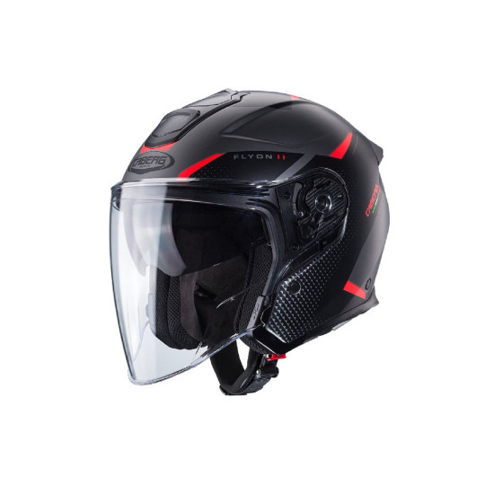 CABERG AKCIONARINIS ATVIRAS ŠALMAS JET FLYON II BOSS SPALVA JUODA / PILKA / RAUDONA MATINIS DYDIS L