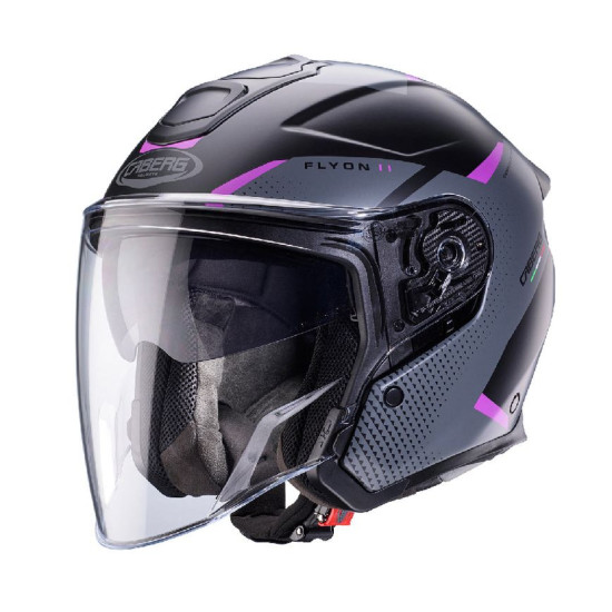 CABERG PROMOTION JET OPEN FLYON II BOSS ŠALMAS, SPALVA MATINĖ JUODA / PILKA / FUKSIJOS (INTENSYVIAI ROŽINĖ ATSPALVIS), D