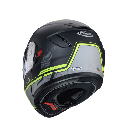 CABERG ATLENKIAMAS KALNŲ ŠALMAS, MODELIS LEVO X ELITE, SPALVA MATINĖ JUODA / PILKA / FLUO GELTONA, XL DYDIS (SU PINLOCK 