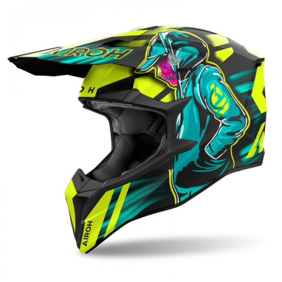 AIROH CROSS / ENDURO / ATV / QUAD ŠALMAS WRAAAP CYBER SPALVA FLUO GELTONA / MATINIS ŽALIAS DYDIS L