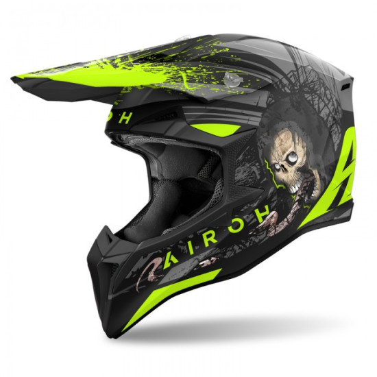 AIROH CROSS / ENDURO / ATV / QUAD ŠALMAS WRAAAP TAMSIOJI SPALVA FLUO ŽALIA / JUODA / PILKA DYDIS M