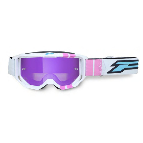 PROGRIP GOGGLES PG3300-310 FL VISION GO COLOR WHITE / PINK MATTE (LENS PG3353 PINK MIRROR ANTISCRATCH, NO FOG, ANTI UV) 
