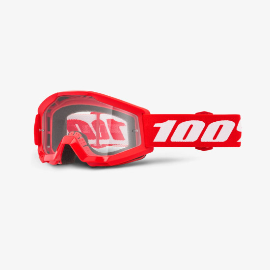 100 PROCENT GOGLE STRATA MINI RED JUNIOR / KID / DZIECIĘCE KOLOR CZERWONY / BIAŁY SZYBKA PRZEŹROCZYSTA