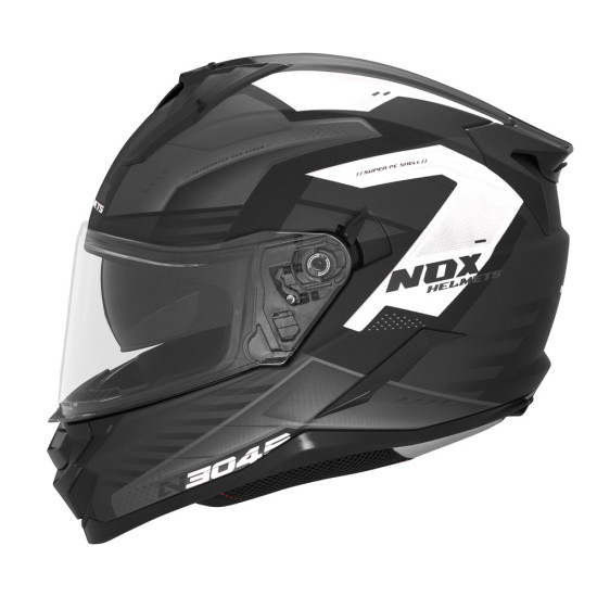 NOX FULL FACE HELMET WITH VISOR N304S REVO COLOR BLACK / WHITE MATTE SIZE S