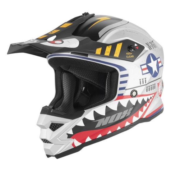 NOX CROSS / OFFROAD HELMET N761 FIGHTER KID / JUNIOR (CHILDREN'S) COLOUR MATT SILVER / RED / BLACK SIZE S (MICROMETRIC C