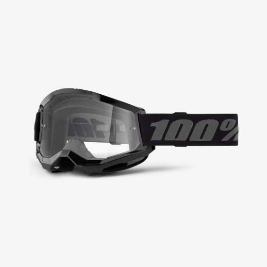 100 PROCENT GOGLE STRATA 2 BLACK - CLEAR LENS - KOLOR CZARNY / SZARY SZYBKA PRZEŹROCZYSTA