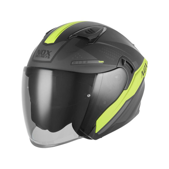 NOX JET OPEN FACE HELMET WITH VISOR N130 EKTO COLOR FLUO YELLOW / MATTE BLACK SIZE M