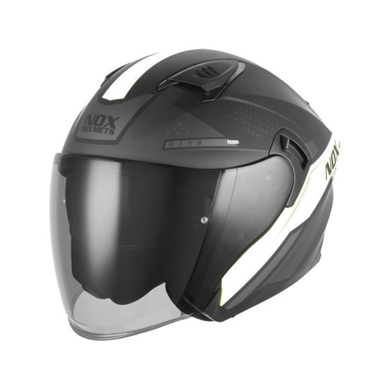 NOX JET OPEN FACE HELMET WITH VISOR N130 EKTO COLOUR WHITE / BLACK MATTE SIZE L