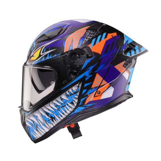 CABERG UŽDARAS ŠALMAS SU SKYDELIU, MODELIS DRIFT EVO II NOBO MATINĖ JUODA / FLUO RAUDONA / MĖLYNA SPALVA, DYDIS XS