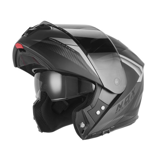 NOX FLIP-UP HELMET WITH VISOR N968 SHIFT COLOR BLACK / MATTE SILVER SIZE XL
