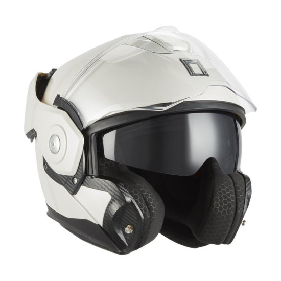 NOX PREMIUM FLIP-BACK MULTI-FACE HELMET WITH SPINNER BLEND, WHITE GLOSSY, SIZE XS