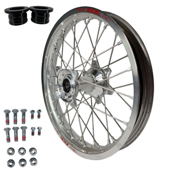 REX RATLANKIŲ AKCIJA (EXCEL) PILNAS GALINIS RATAS 18 COLIŲ 18-2.15 HONDA CRF 250 '14-'22, 450 '13-'22, SIDABRINIS RATLAN