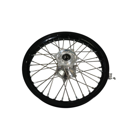 REX WHEELS KOMPLETNE KOŁO TYLNE REX 18 CALI 18 X 2,15 CZARNA FELGA / SREBRNA PIASTA / SREBRNE SZPRYCHY / SREBRNE NYPLE (