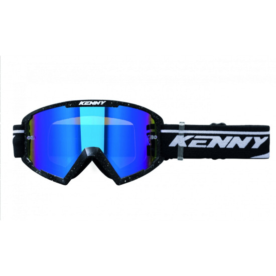 KENNY RACING GOGGLES MODEL TRACK+ GLITTER BLACK PEARL - BLUE LENS - COLOR BLACK / WHITE (GLITTER) BLUE MIRROR LENS