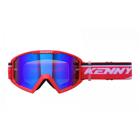 KENNY RACING GOGLE MODEL TRACK+ RED - BLUE LENS - KOLOR CZERWONY / BIAŁY SZYBKA NIEBIESKIE LUSTRO