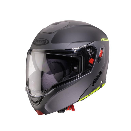 CABERG FLIP-UP HELMET MODEL HORUS X RAY MATTE BLACK / GREY / FLUO YELLOW SIZE XL