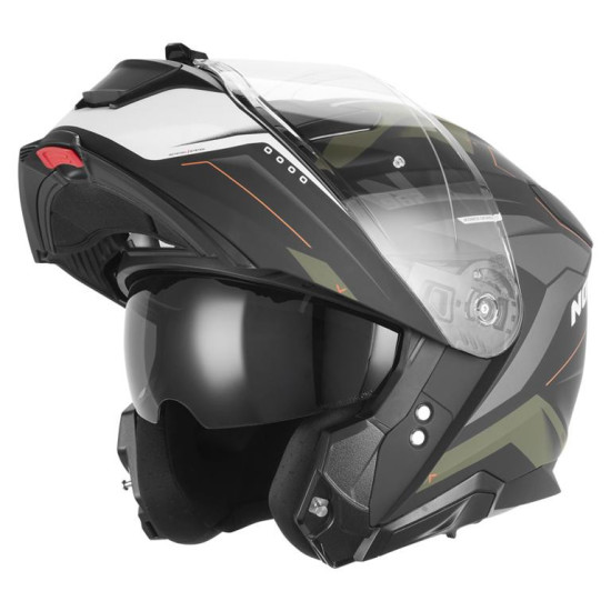 NOX KASK SZCZĘKOWY (FLIP-UP) Z BLENDĄ N967 CONQUER KOLOR POMARAŃCZOWY MAT / ZIELONY (KHAKI) ROZMIAR XXL (PINLOCK DO TEGO