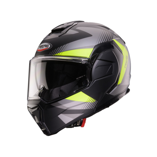 CABERG KASK SZCZĘKOWY FLIP-BACK (SZCZĘKA DO TYŁU) MODEL TRIP LUNAR SOLID KOLOR CZARNY MAT / SZARY / ŻÓŁTY FLUO ROZMIAR X