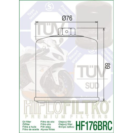HIFLO alyvos filtras HF176BRC HARLEY DAVIDSON RH 975 / S NIGHTSTER / SPECIAL '22-'23, RA 1250 / S PAN AMERICA / SPECIAL 