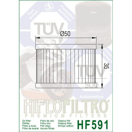 HIFLO alyvos filtras HF591 BENELLI BN 125 '17-'22, TNT 125 '17-'24