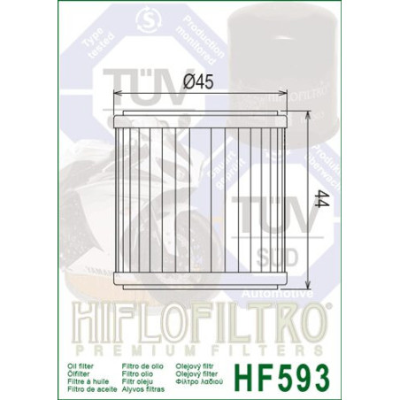 HIFLO alyvos filtras HF593 BENELLI BN 250 16-18, TRK 250 '18-24, LEONCIO 250 '18