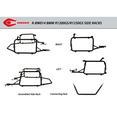 CENTRINĖS + ŠONINĖS DĖŽĖS LAIKIKLIS KOMPLEKTAS BMW R1200GS / R1250GS 2010-2023