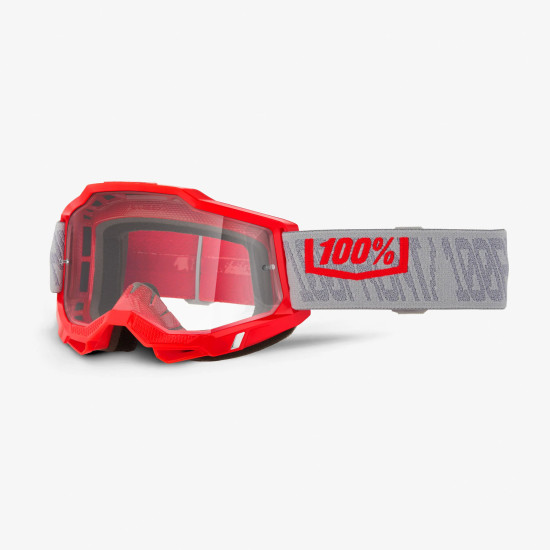 100 PROCENT GOGLE ACCURI 2 GATORBACK - CLEAR LENS- KOLOR CZERWONY / SZARY - SZYBKA PRZEŹROCZYSTA CLEAR LENS