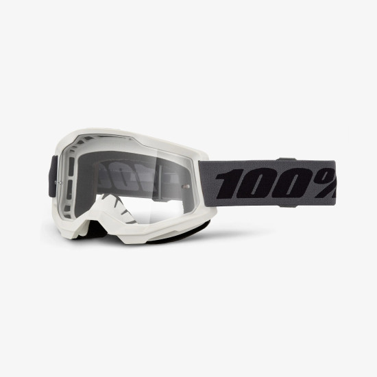 100 PROCENT GOGLE STRATA 2 GREY - CLEAR LENS - KOLOR SZARY / BIAŁY - SZYBKA PRZEŹROCZYSTA