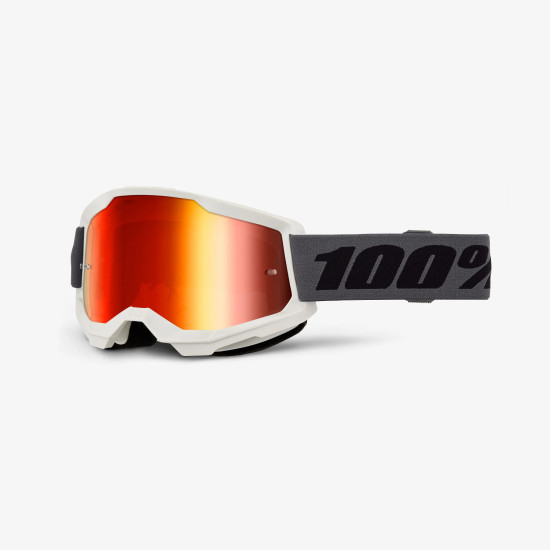 100 PROCENT GOGLE STRATA 2 GREY - RED MIRROR LENS - KOLOR SZARY / BIAŁY - SZYBKA CZERWONE LUSTRO