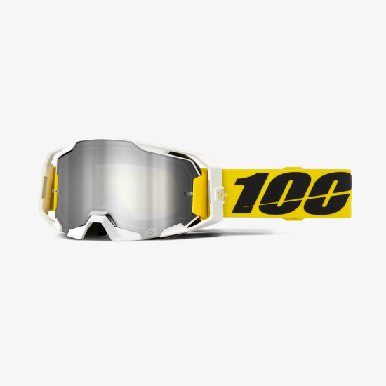 100 PROCENT GOGLE ARMATIC VALERA - SILVER MIRROR LENS - KOLOR BIAŁY / ŻÓŁTY- SZYBKA SREBRNE LUSTRO