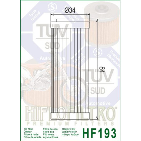 HIFLO HF193 OIL FILTER TRIUMPH TF 250 '24-'26, TF 450 '25-'26