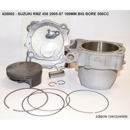 VERTEX cilindro komplektas SUZUKI RMZ 450 '05-'07 100mm BIG BORE 500CCM (+4,50mm) - (stūmoklis 3200450) W ROCZNIKU 2005 reikalin