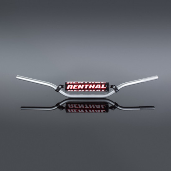 RENTHAL HANDLEBAR 7/8 INCH (22MM) MX HANDLEBAR SILVER CR HIGH / RICKY JOHNSON PADDED SILVER WITH SPONGE