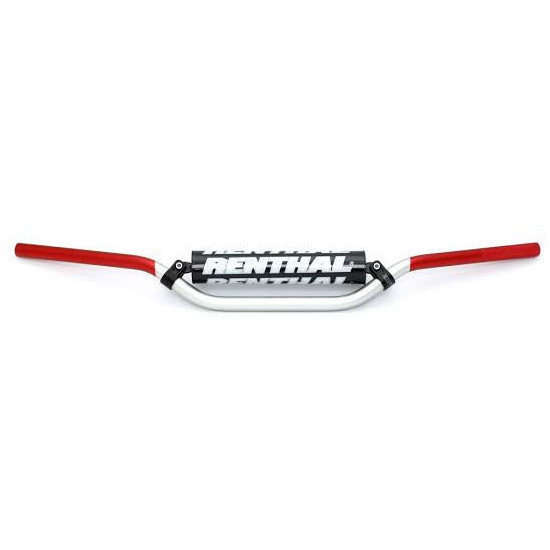 RENTHAL HANDLEBAR 7/8 INCH (22MM) MX HANDLEBAR SILVER / RED RC HIGH PADDED PADDED COLOR SILVER / RED WITH SPONGE