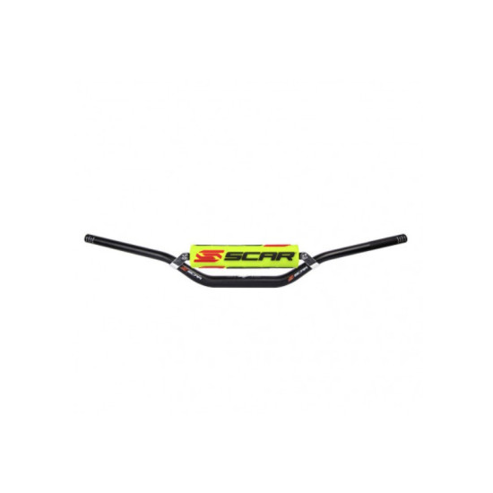 SCAR RACING STEERING WHEEL WITH CROSSBAR 28.6MM MODEL STEWART / VILLOPOTO COLOR BLACK SPONGE BLACK / YELLOW FLUO