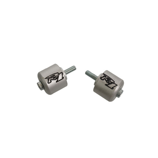 HANDLEBAR ENDS WITH YAMAHA R1 LOGO, SILVER