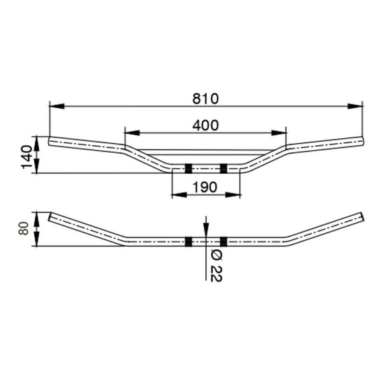 BUZZETTI STEEL HANDLEBAR WITH CROSSBAR DIAMETER 22MM BLACK