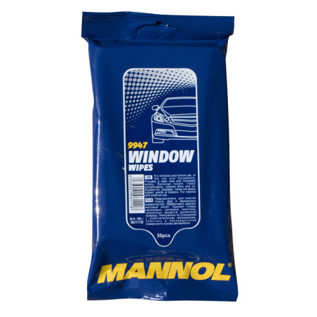 MANNOL WINDOW WIPES - servietėlės langams (30vnt,)  (9947)