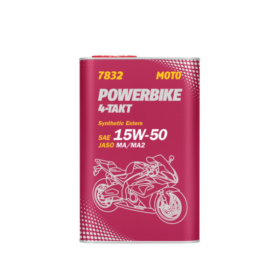 MANNOL oil 4T MOTORBIKE 15W50 1L additive + MA2 semi-synthetic (metal can) (7832)