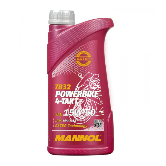 MANNOL synthetic oil 4T MOTORBIKE 15W50 1L additive + MA2 semi-synthetic (7832)