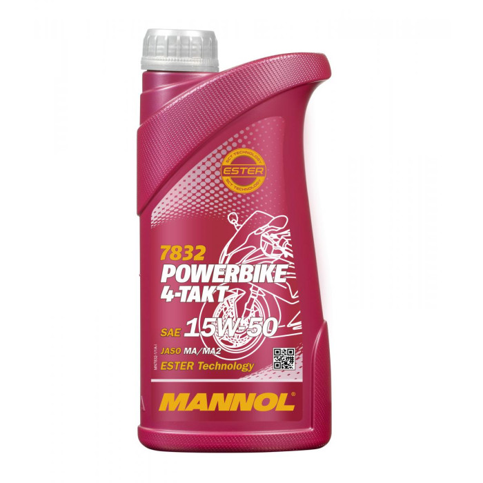 MANNOL sintetinė alyva 4T MOTORBIKE 15W50 1L priedas + MA2 pusiau sintetinė (7832)