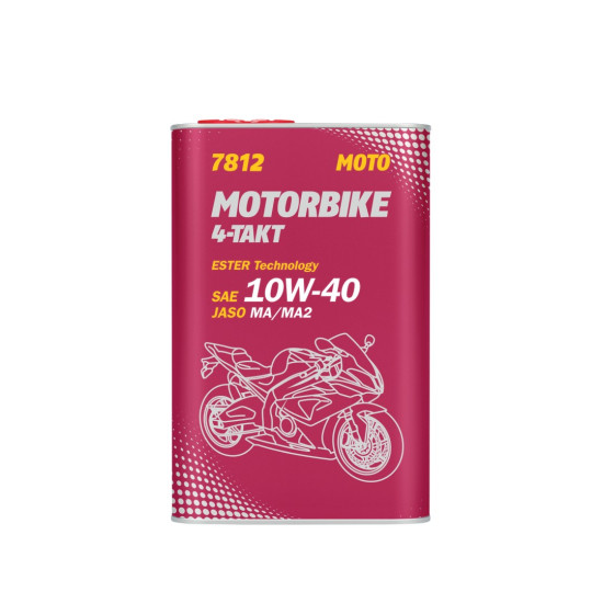 MANNOL oil 4T MOTORBIKE 10W40 1L additive + MA2 synthetic (metal can) (7812)