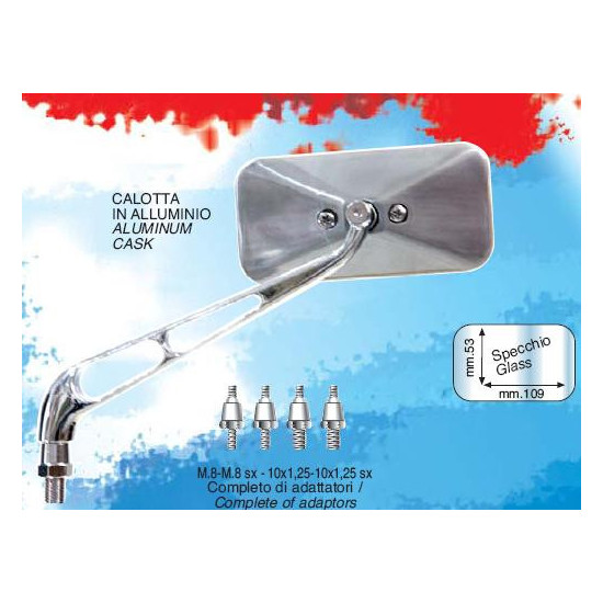 FAR UNIVERSAL ALUMINUM MIRROR POLISHED (LEFT / RIGHT) (4 ADAPTERS INCLUDED)