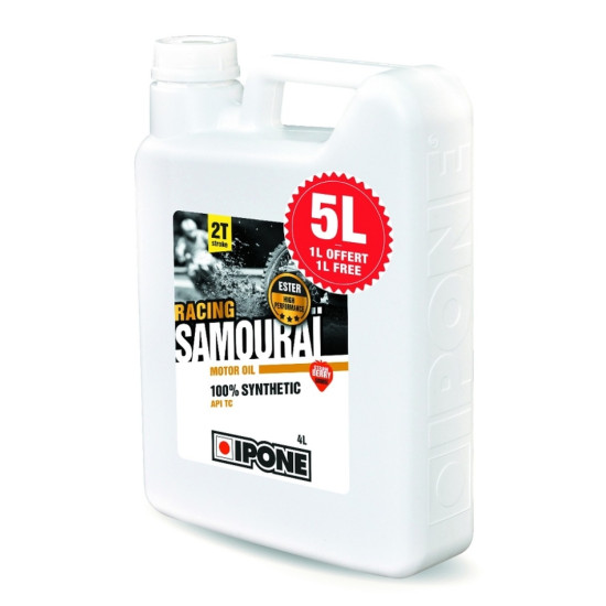IPONE SAMOURAI RACING 2T oil for mixing 100% synthetic 5L (strawberry scent) - 4+1