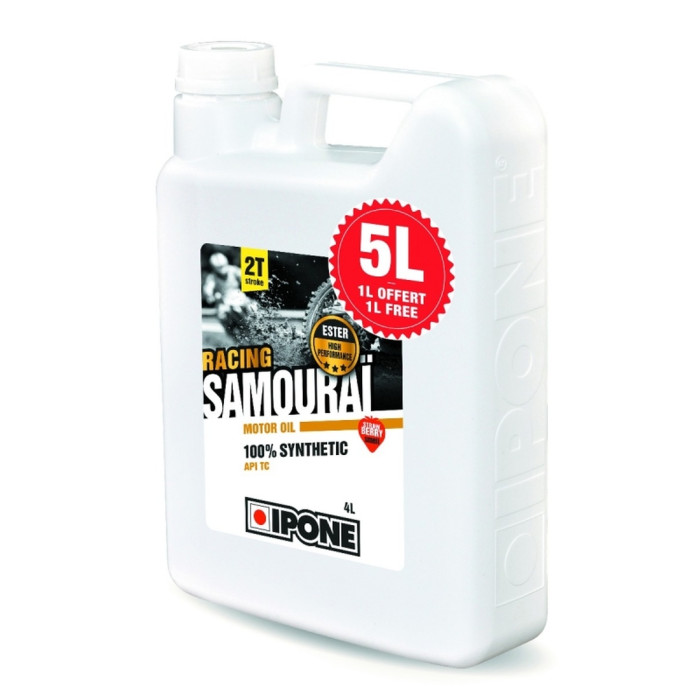IPONE Samoure Racing 2T oil for mixing 100% Synthetic 5L (strawberry smell) - 4 + 1