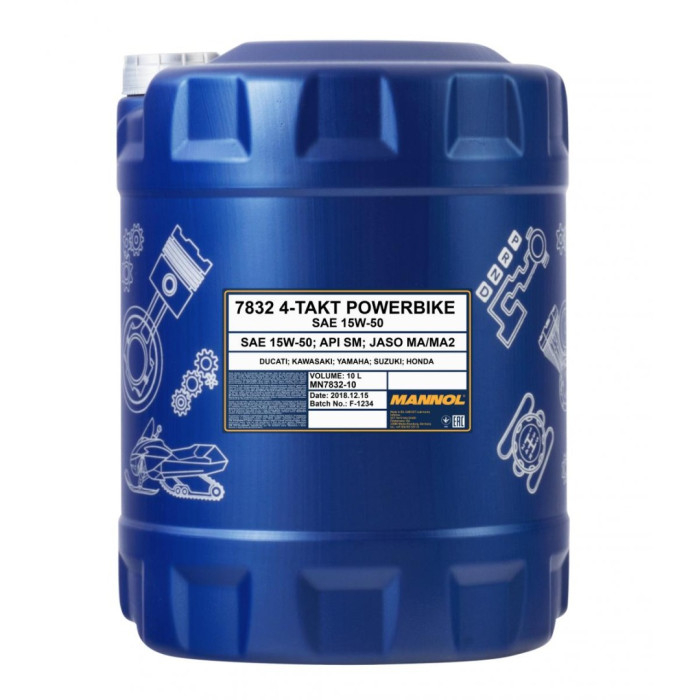 MANNOL alyva 4T MOTORBIKE 15W50 10L priedas + MA2 pusiau sintetinė (7832)