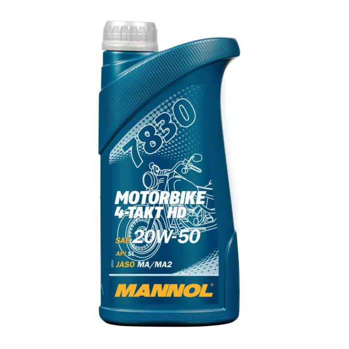 MANNOL sintetinė alyva 4T MOTORBIKE HD 20W50 1L V-TWIN MA2 pusiau sintetinė (JASO MA/MA2, API SL) (7830)