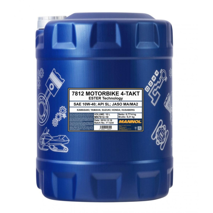 MANNOL synthetic oil 4T MOTORBIKE 10W40 10L additive + MA2 synthetic (7812) (API SL)