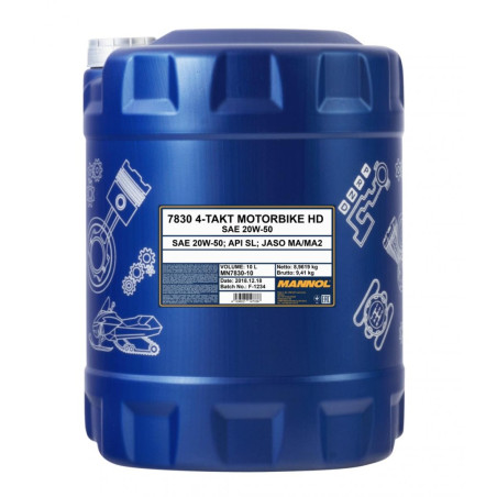Mannol Oil 4T Motorbike HD 20W50 10L V-Twin MA2 Semi-Synthetic (7830)